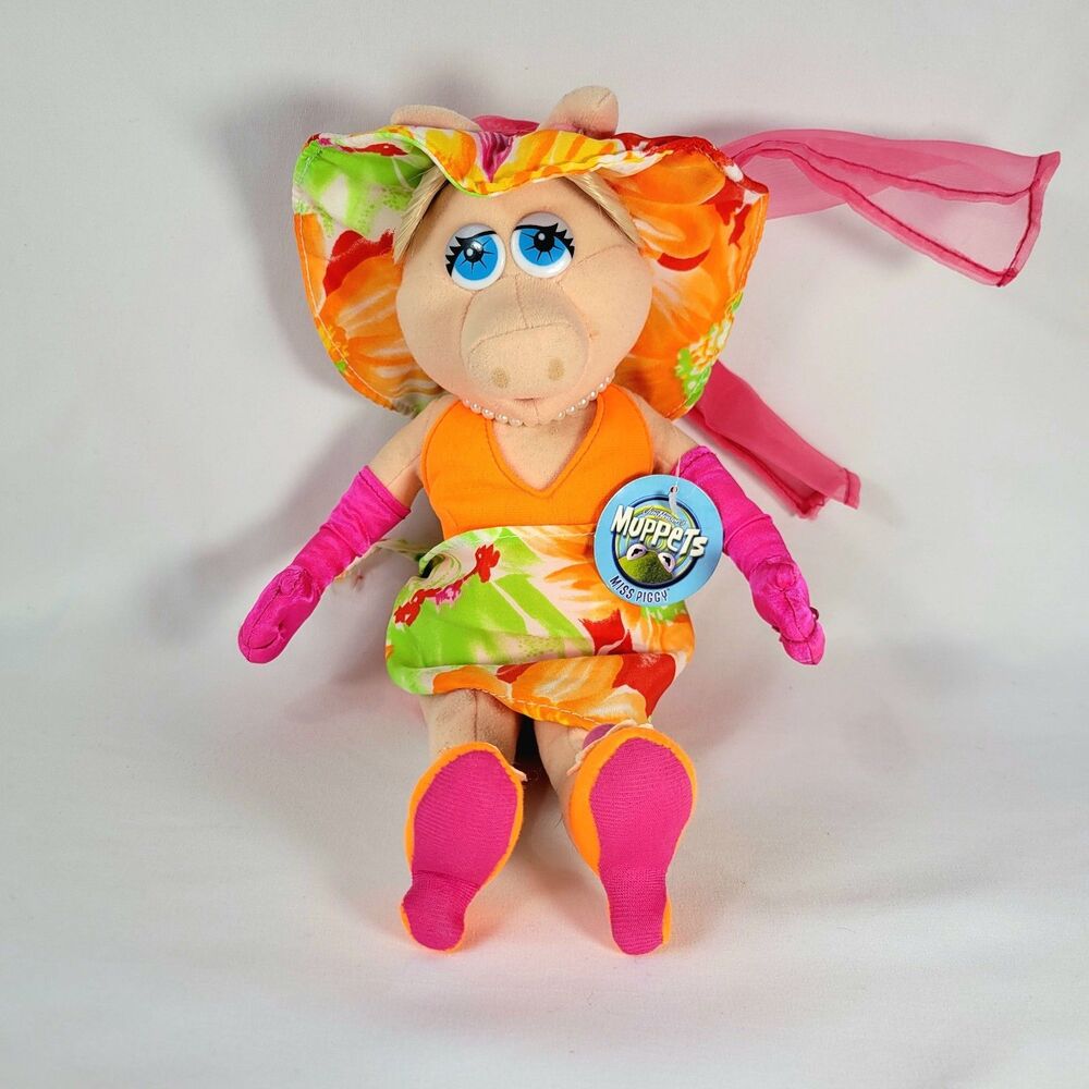 Vintage Nanco Miss Piggy Plush Jim Henson The Muppets Orange Floral Swimsuit